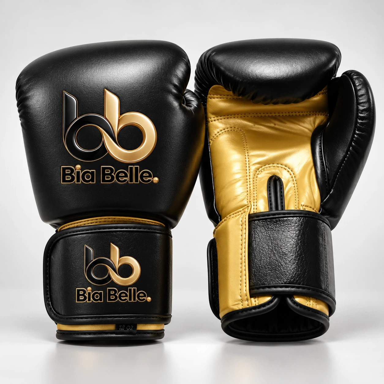 Black Gold strap gloves — Black · metallic gold palm · hook-and-loop cuff