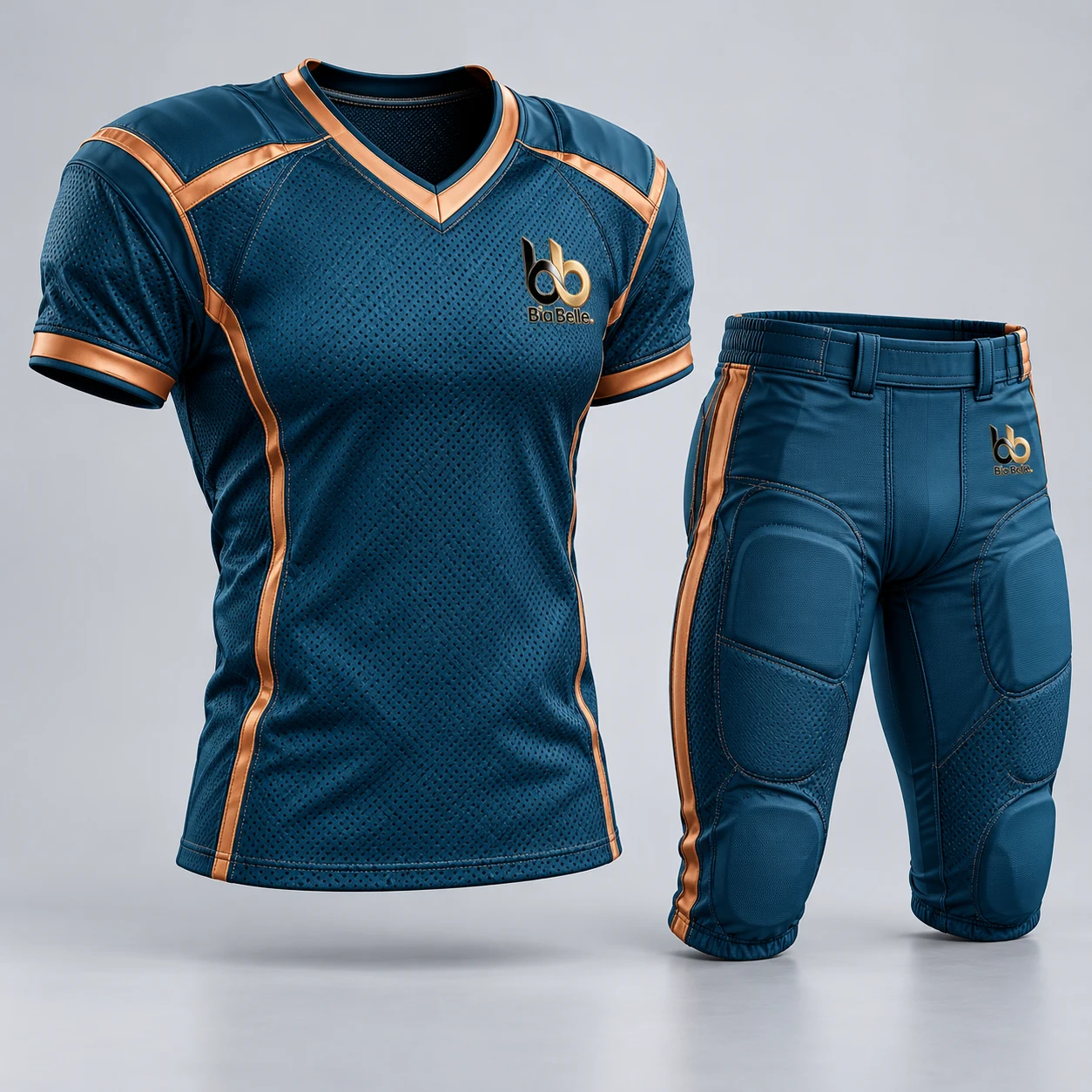 American Football Kit 4 — petrol blue with muted copper trim