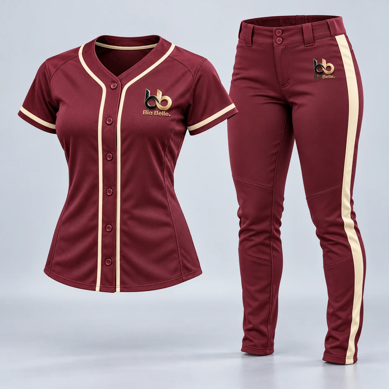 Softball Kit 3 — deep maroon with buttercream details