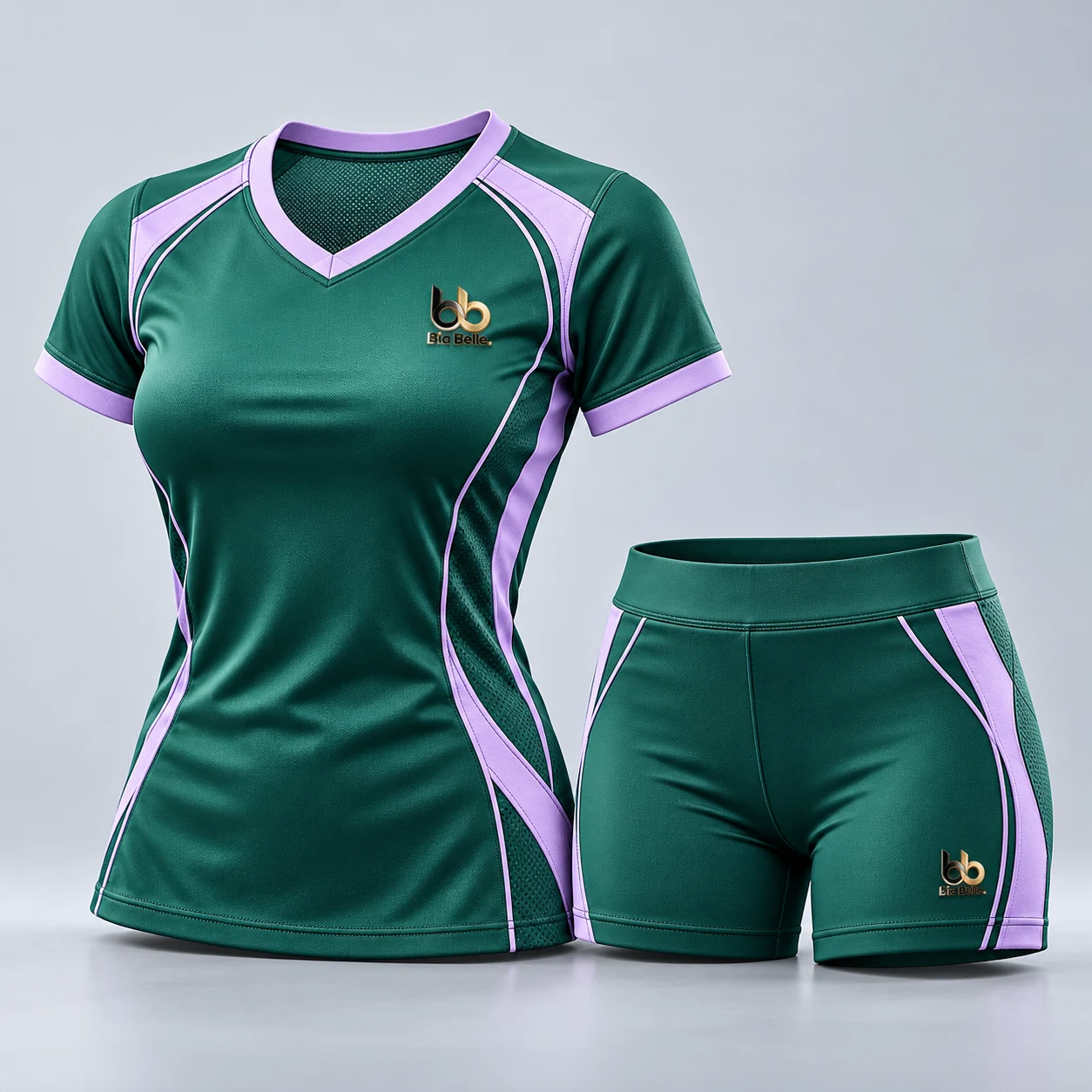 Volleyball Kit 3 — emerald jade with pale lilac details